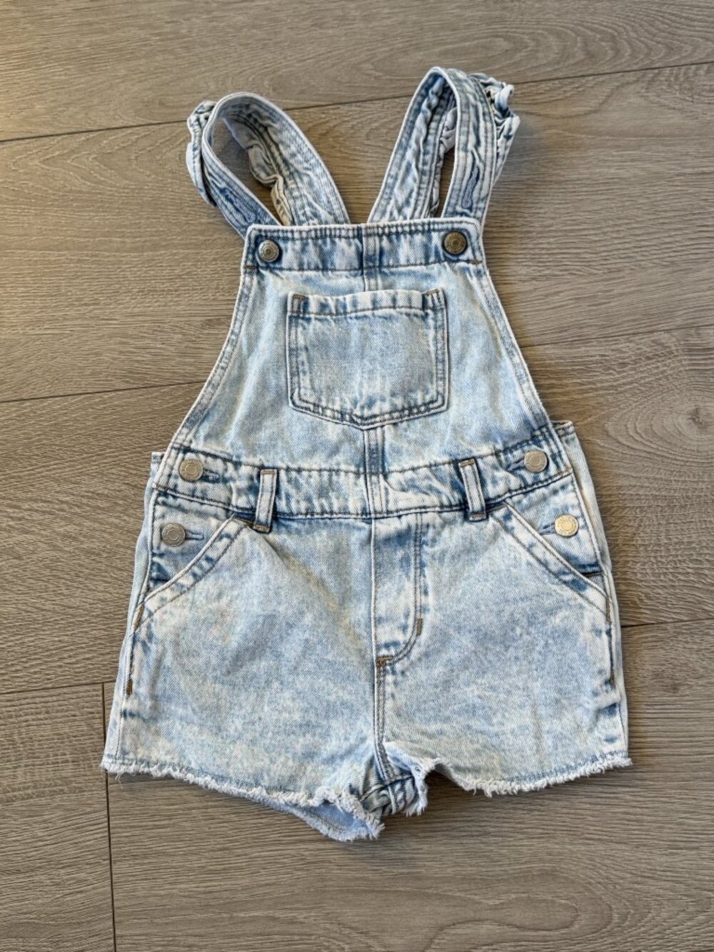Baby Gap Light Wash Denim Short Overalls Raw Hem Size 5 Years